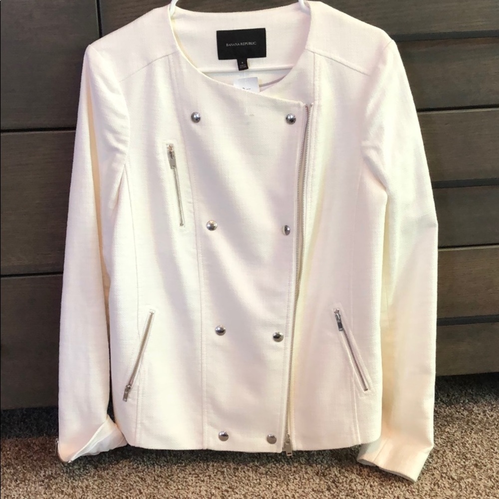 NWT Banana Republic cream Moto jacket, size 8